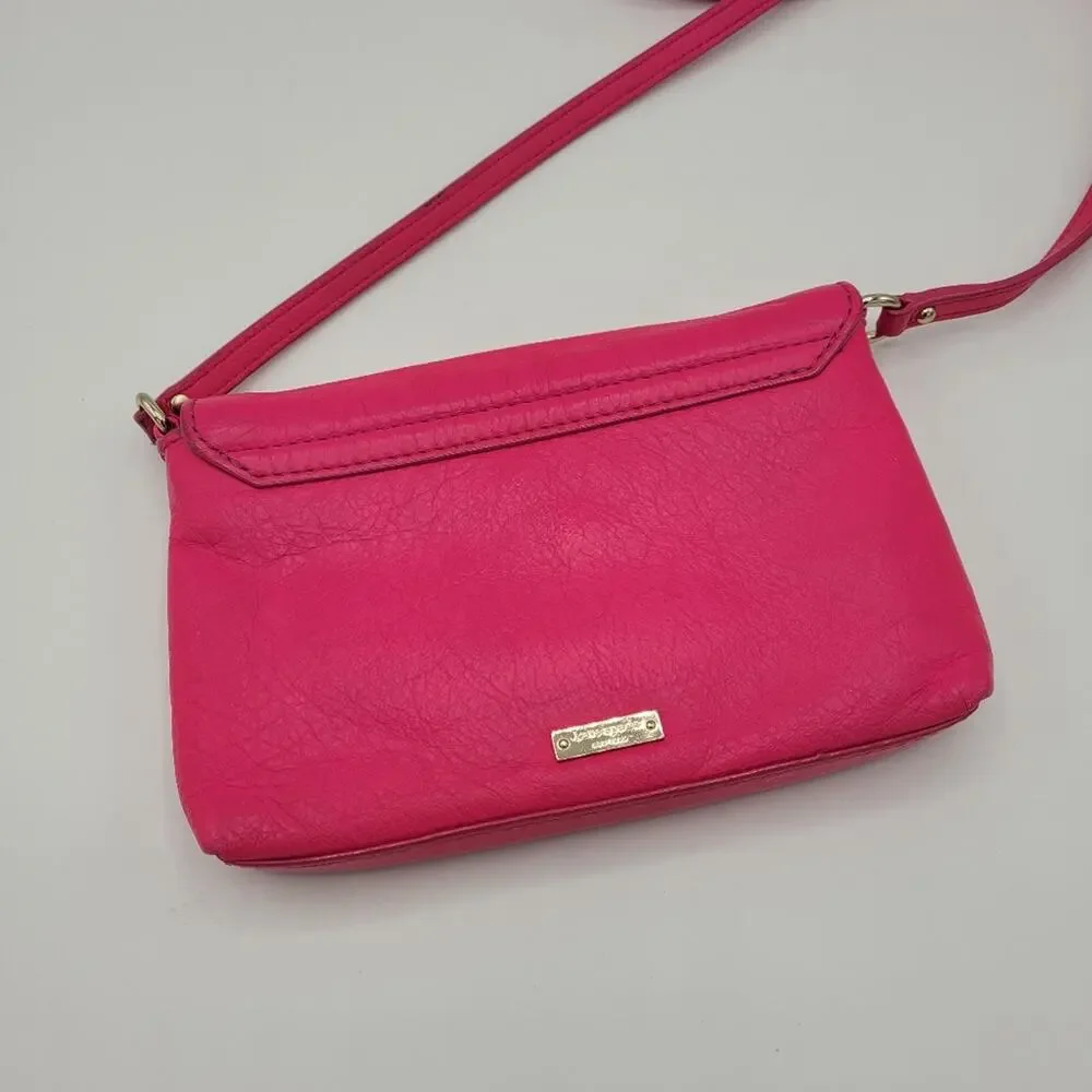 Kate Spade Carah Bright Peonypink Leather Crossbody Bag with Bow & Gold Stud